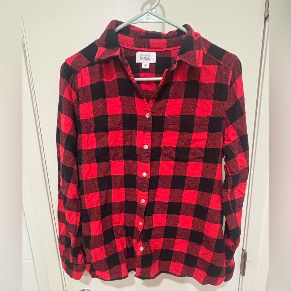 Croft & Barrow Red and Black Plaid Shirt